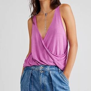 Free People Purple Solid You’re Twisted Tee